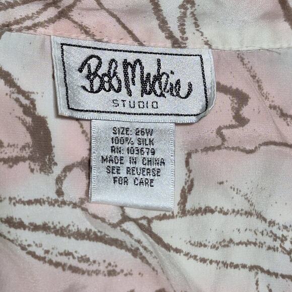Vintage Bob Mackie Silk Floral Top Women 26W Art Tropical Vacation Resort Pink - Picture 4 of 7